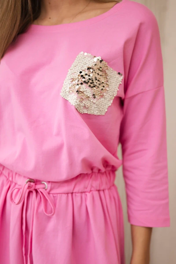 Kleid mit Paillettentasche hellrosa