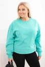 Women's Plus Size Loopback Cotton Basic Sweatshirt with Round Neck mint