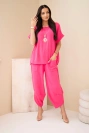Set aus Viskose Bluse + Hose rosa