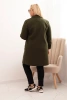Eleganter Damenmantel Plus Size mit Kragen und großen Taschen khaki