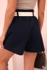 Women's high-waisted shorts with a belt navy blue