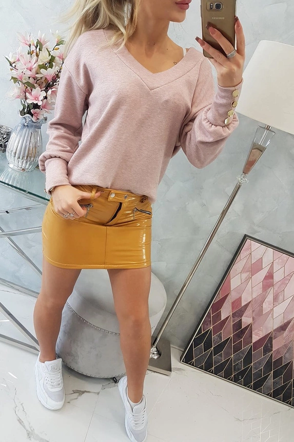 Skirt with decorative zippers mustard