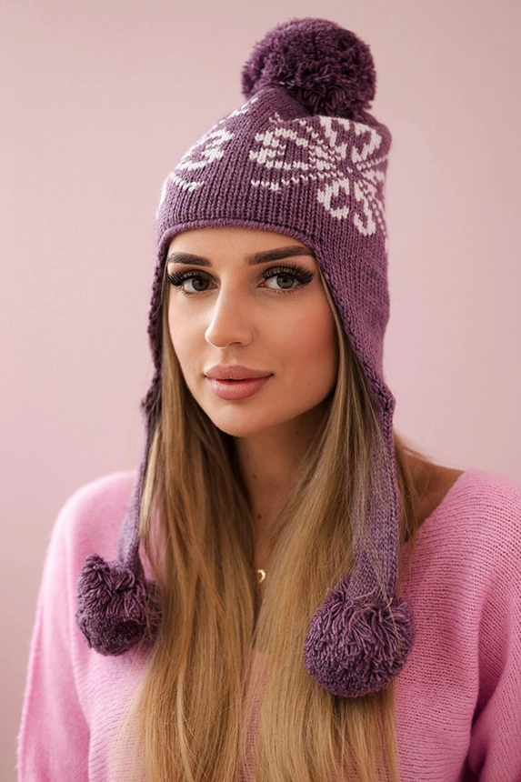 Women's long eared cap Balbina K381 purple