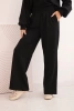 Women's cotton set with wide legs and long sleeve sweatshirt black
