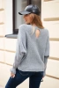 Women's mohair sweater with ruched sleeves and a back cutout gray