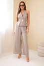 Women's viscose tie-front top and wide-leg trousers fango