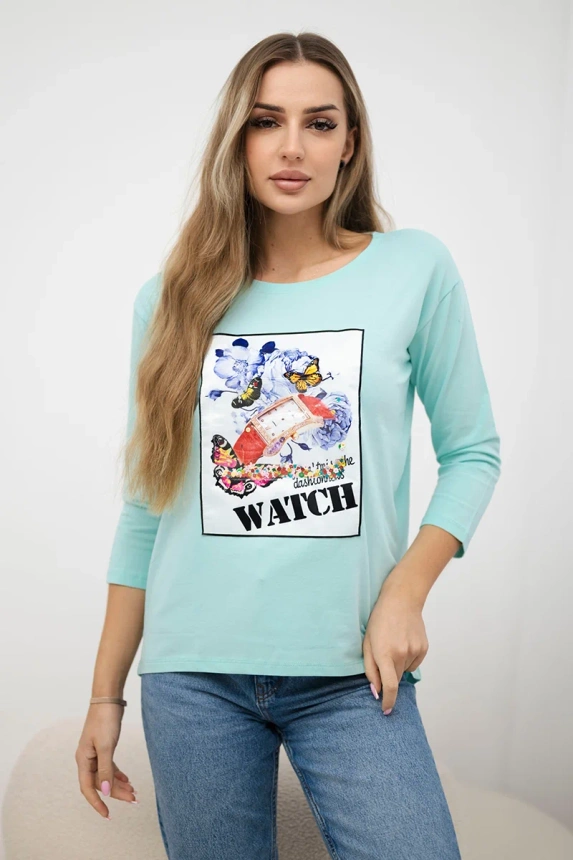 Blúzka s grafikou 3D Watch mäta