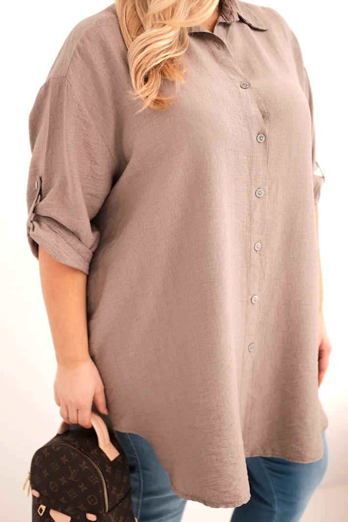 Damenbluse Plus Size aus Viskose mit längerem Rücken fango