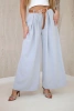 Wide-leg belted trousers light gray