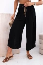 Women's viscose trousers with leg slit black