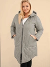 Dámska zimná bunda Plus Size prešívaná s kapucňou tmavobéžová