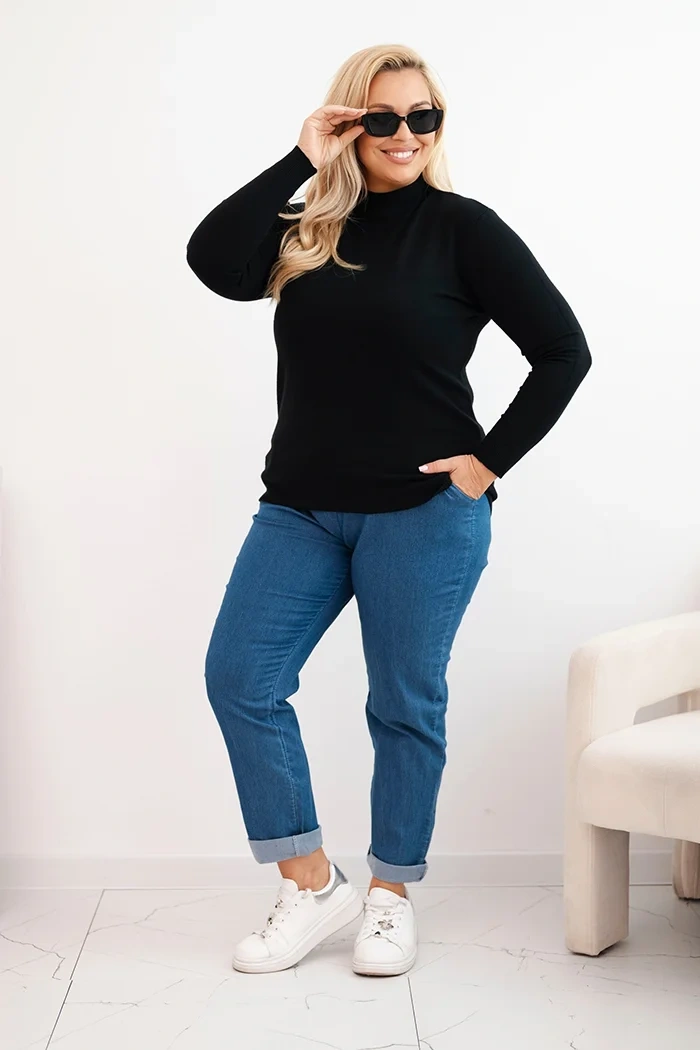 Women's Plus Size Viscose Sweater with Turtleneck black