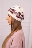 Women's cap Otylia K387 ecru+burgundy