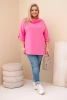 Women’s Plus Size loose-fit blouse with cotton and a V-neck light pink