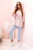 Women's cotton blouse with a floral pattern and buttons powder pink