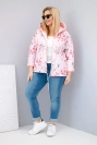 Plus Size women's spring quilted jacket with a hood and floral pattern powder pink