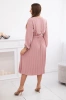Dress tied with a pleated hem dark pink