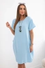 Dress with pockets and pendant blue