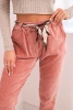 Women's viscose pants with a scarf belt dark pink