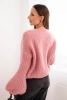 Damenpullover aus Mohair mit Puffärmeln dunkelrosa