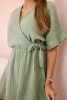 Muslin dress with waist light khaki