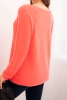 Women's sweater made of soft knit with a round neckline coral