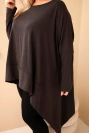 Dámska tunika Plus Size z bavlny s asymetrickým spodkom hnedá
