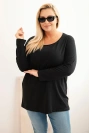 Dámska blúzka Plus Size s lodičkovým výstrihom čierna