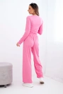 Women's viscose set with a blouse and wide trousers light pink
