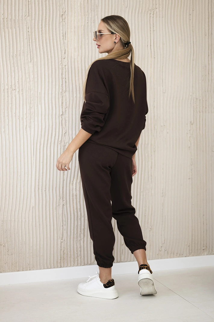 Viskose-Set Sweatshirt + Hose Schokolade