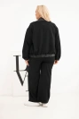 Damenensemble Plus Size mit Reißverschluss-Sweatshirt und weitem Hosen schwarz