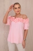 Испанская блузка с небольшой оборкой пудрово-розовый