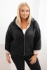 Moteriška Plus Size striukė su gobtuvu ir avikailiu juoda