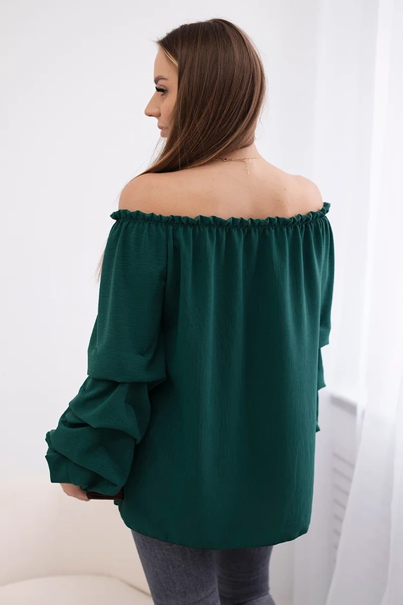 Spanish blouse with decorative sleeves dark green