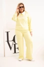 Ladies' set butter Plus Size with wide legs and collar yellow