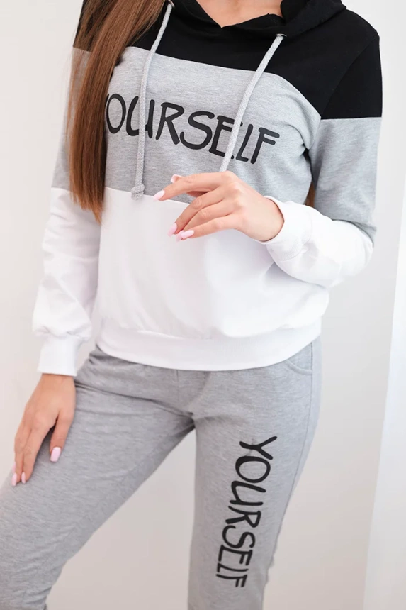 Bedrucktes Set Yourself Schwarz+Grau