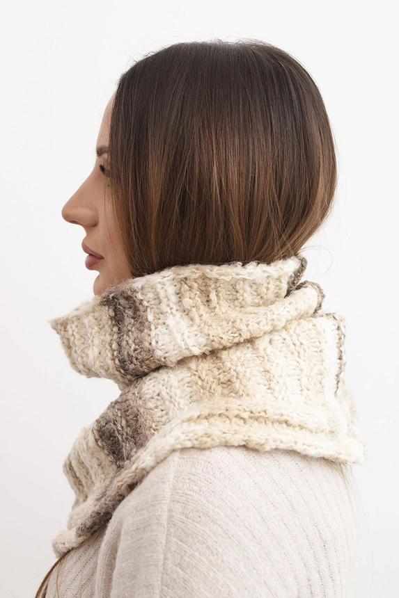 Damen Wollschal weicher Wickelkragen Winter KN21 beige