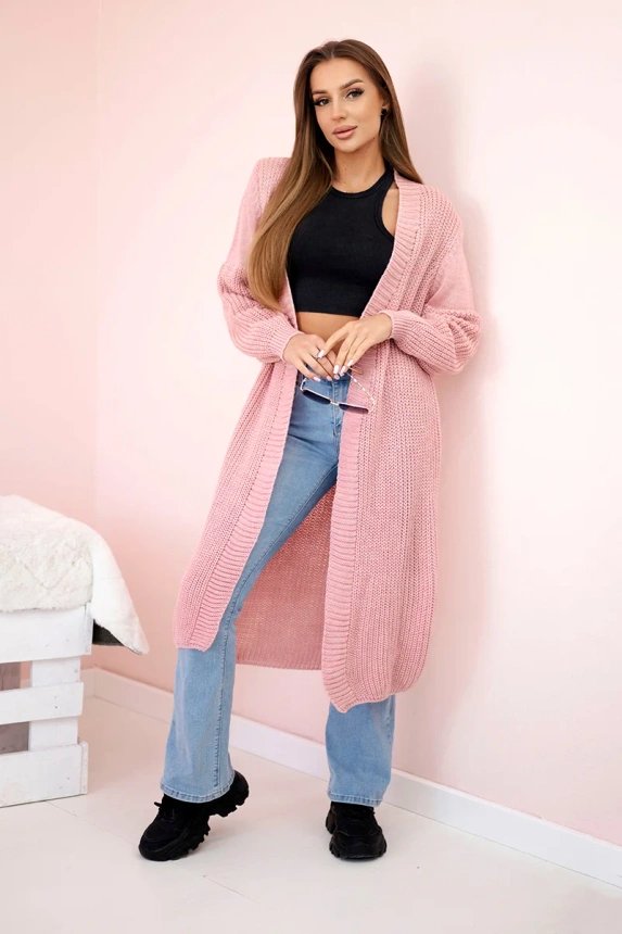 Sweater long cardigan powdered pink