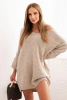 Dámska sukňa Plus Size z vlny s dekoltom do V tmavo béžová