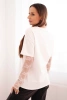 Women's cotton blouse with lace sleeves white