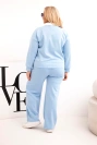 Ladies' set butter Plus Size with wide legs and collar blue