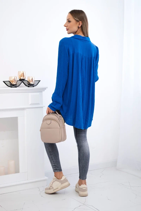 Cotton muslin shirt cornflower blue