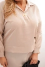 Women's Plus Size set with satin sheen and lace beige