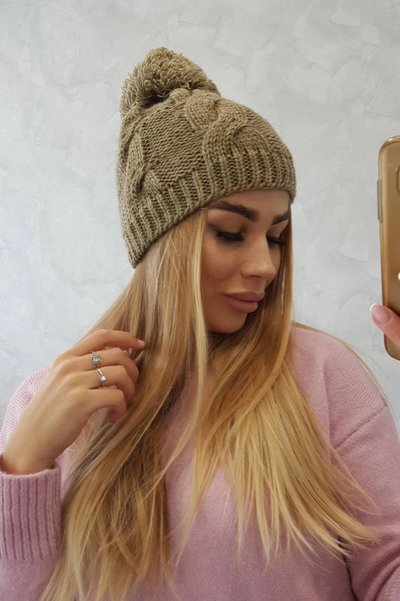 Čapica s fleece Stefania K278 svetlá khaki