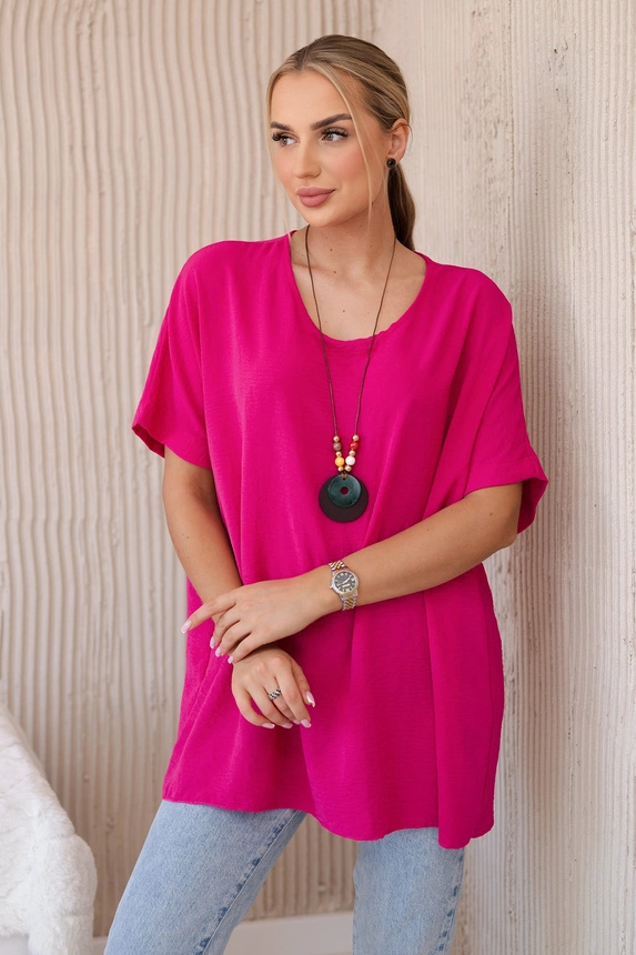 Oversized blúzka s príveskom fuchsia