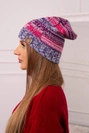 Čapica s fleece Monika K256 ružová+tmavá fialová
