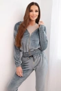 Women's cotton 3-piece set with a sweatshirt, top, and sweatpants neon pink