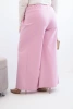 Damenhose Plus Size mit weitem Bein und Falten helllila