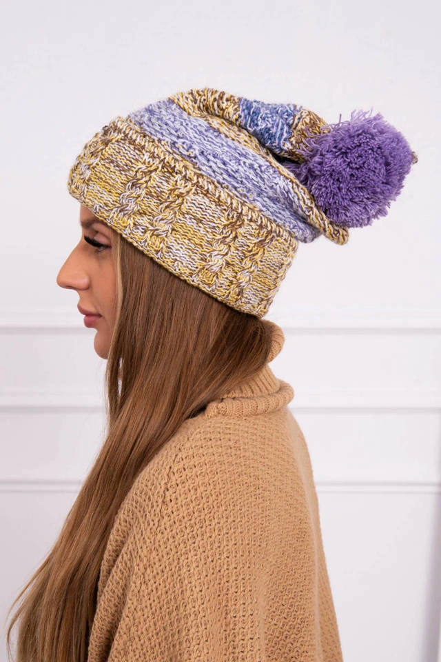 Cap with fleece Pola K267 purple+yellow