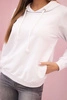 Women's cotton hoodie with pockets white